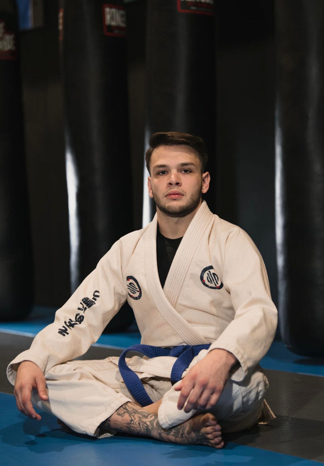 Matt Sangiorge wearing a Sanabul Vintage BJJ gi